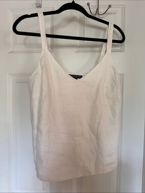 Boston Proper White Linen V-Neck Camisole